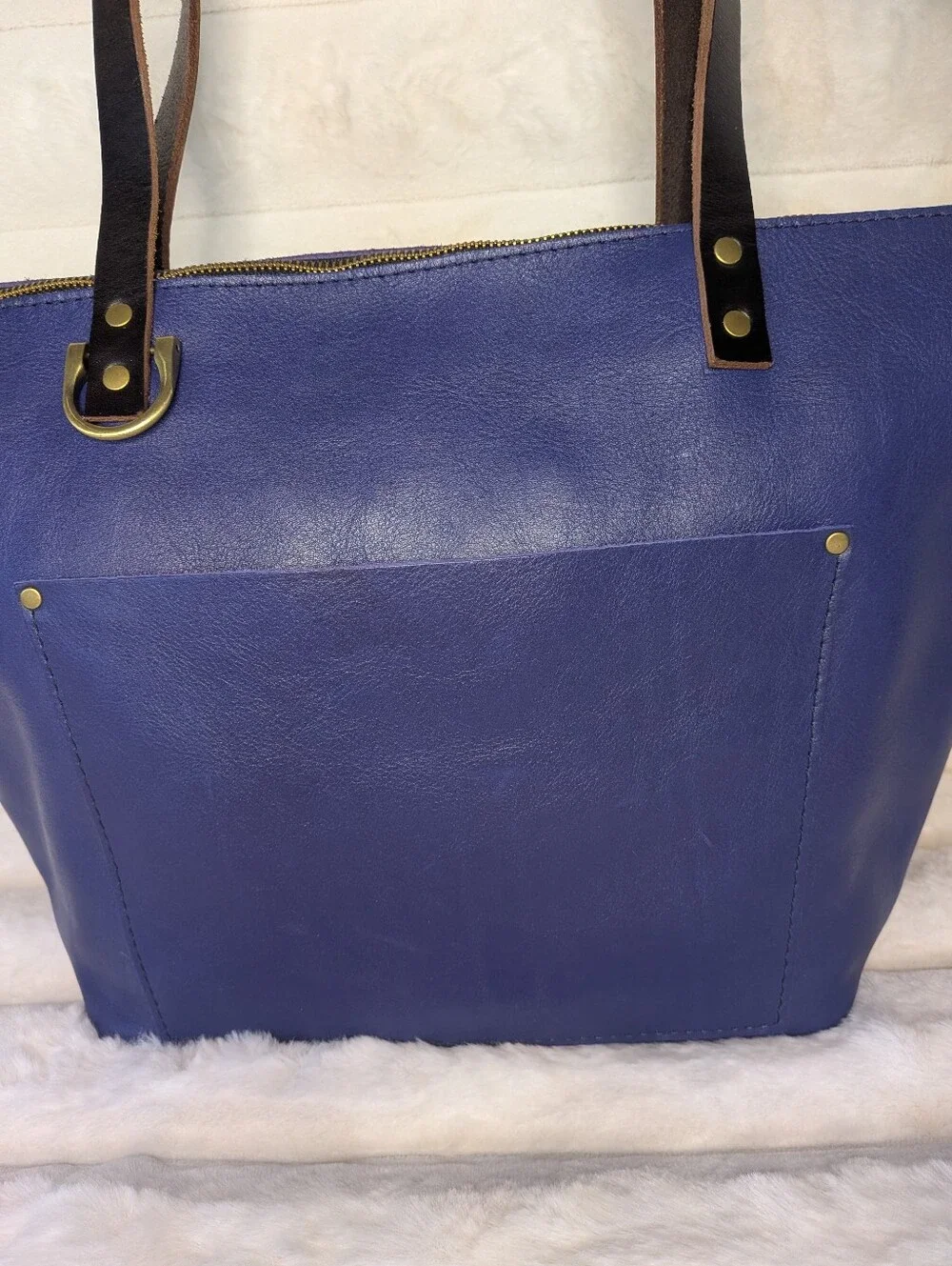 Portland Leather Goods Large Cobalt Blue Zipper Tote Bag